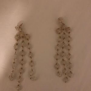 Clear beaded dangle earrings never worn